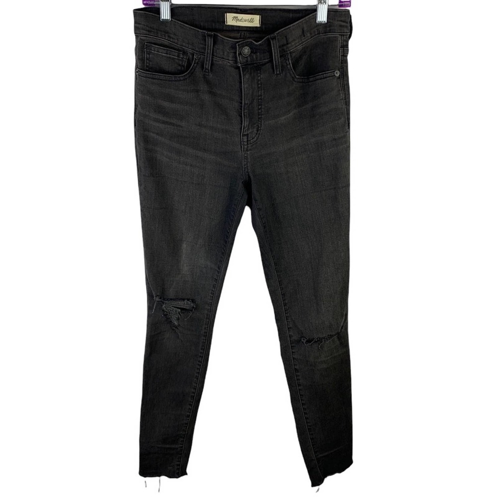 Madewell 9” High-Rise Skinny Washed Back Distressed Raw Hem sz 28
